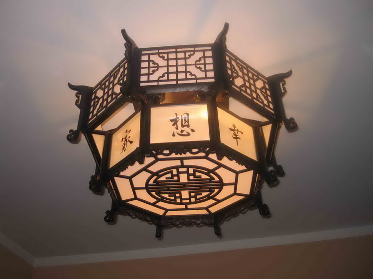 Китайский фонарь подвесной двухъярусный восьмигранный с решётками. d600, h400 (мм). Артикул К2-Д8-Р