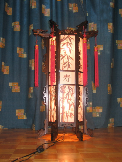 Китайский фонарь напольный, шестигранный с живописью, d400, h1000 (мм), Артикул К4-06-Ж